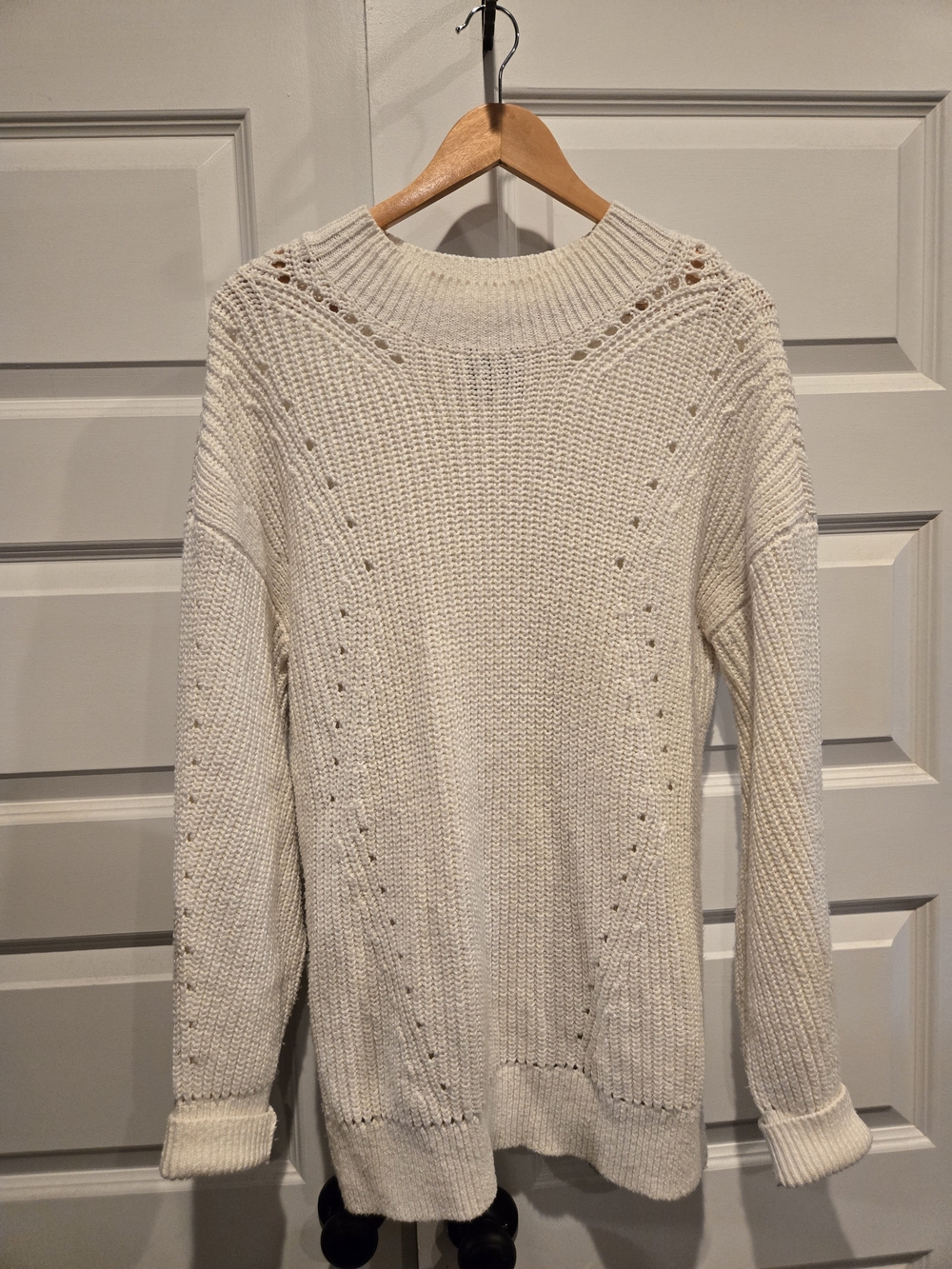 Abercrombie & Fitch Cream Open-Stitch Crewneck Sweater